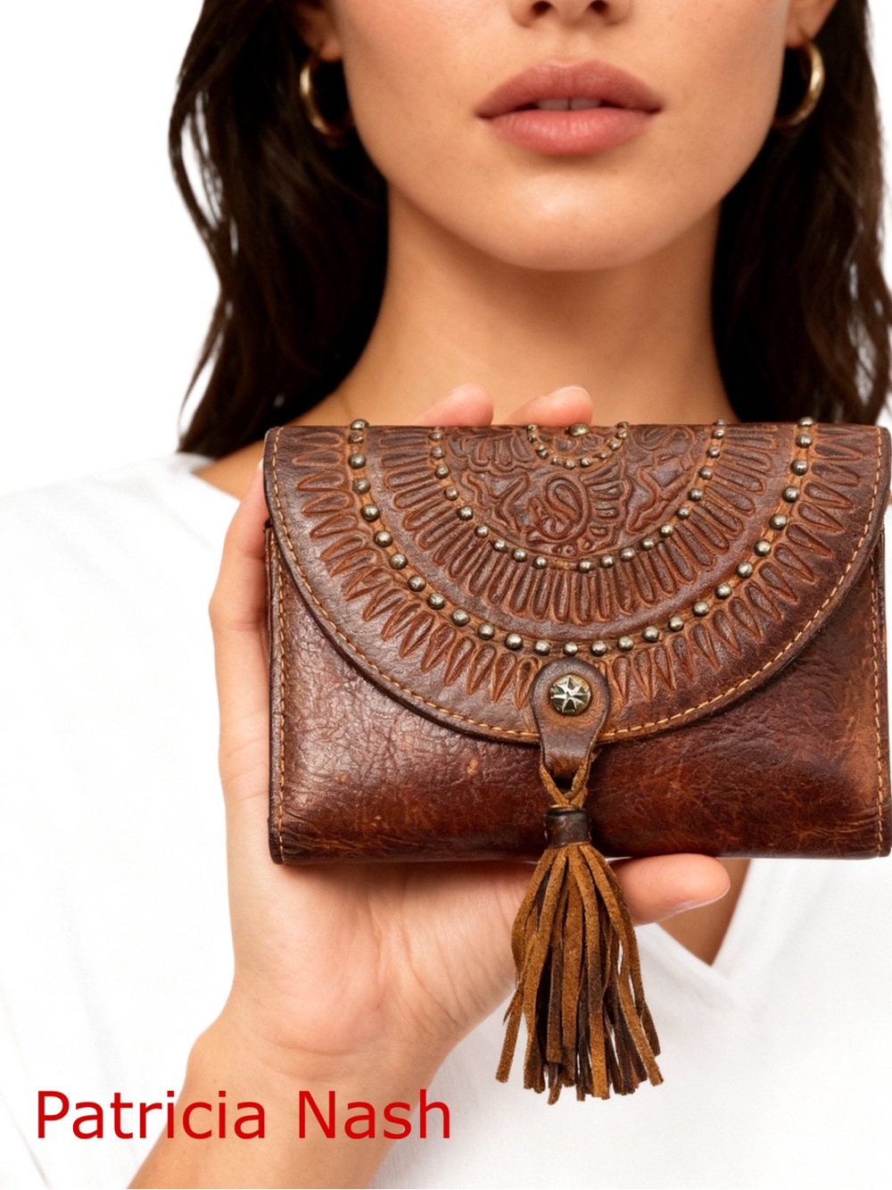 PATRICA NASH
Colli Brown
Leather Trifold Tasseled Wallet